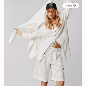 Free People Summer Daydream Button Down Size S White